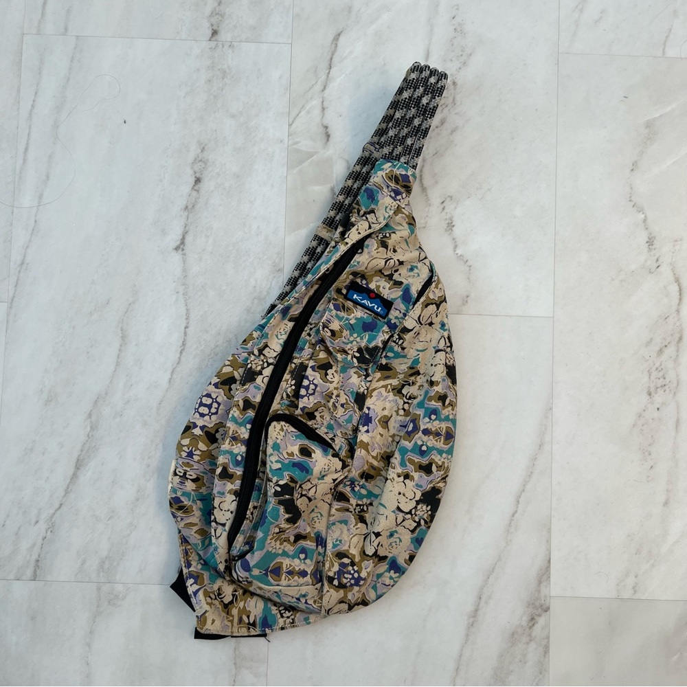 KAVU Rope Bag - Turquoise/Beige Multicolor Print